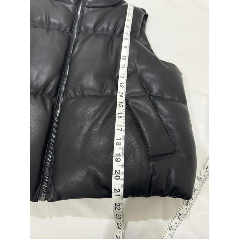 NWT Banana Republic Black Vegan Leather Puffer Zip Up Vest- Size XS - Picture 7 of 9